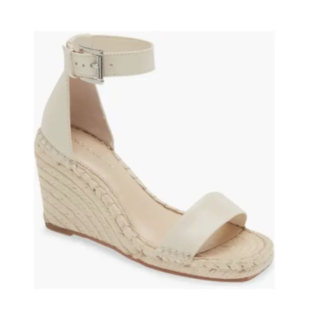 Vince Camuto Beige Ankle Strap Wedge Sandals